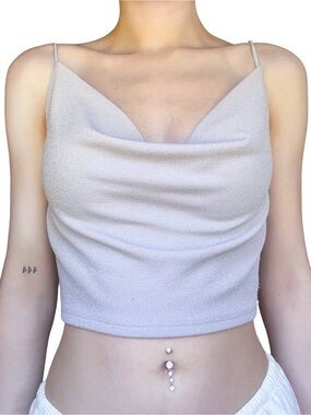 GARAGE Crop Top with Spaghetti Strap in Purple with Glitter Size S GUC